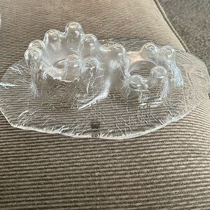MUURLA Finnish Glass Candle Holder for 2 Candles Round double Volcano Vintage